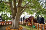 Его Святейшество Далай-лама высаживает деревце в честь визита в резиденцию главного министра штата Бихар Нитиша Кумара. Патна, штат Бихар, Индия. 17 января 2020 г. Фото: Лобсанг Церинг.