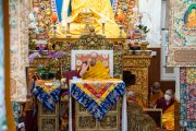 Его Святейшество Далай-лама во время первого дня учений, организованных по просьбе буддистов из Юго-Восточной Азии. Дхарамсала, штат Химачал-Прадеш, Индия. 15 сентября 2022 г. Фото: Тензин Чойджор (офис ЕСДЛ).