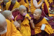 Монахини, которые приняли обеты, держат карточки с именами, дарованными им Его Святейшеством Далай-ламой. Дхарамсала, штат Химачал-Прадеш, Индия. 2 марта 2023 г. Фото: Тензин Чойджор (офис ЕСДЛ).